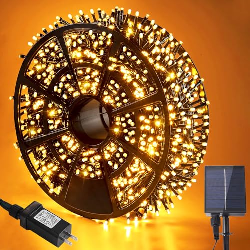 DAHAN Luces Navideñas, Luces para Arbol de Navidad con Panel Solar y Enchufe, Serie de Luces Impermeables, Cadena Luces...