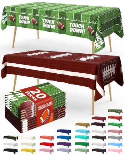 Image of Pureegg 20 Pack Football Plastic Table Cloth Disposable 54x108 Inch