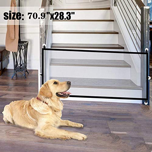 Dog Gate, Portable Folding Magic Gate for Dogs Pet Safety Gate, 70.9