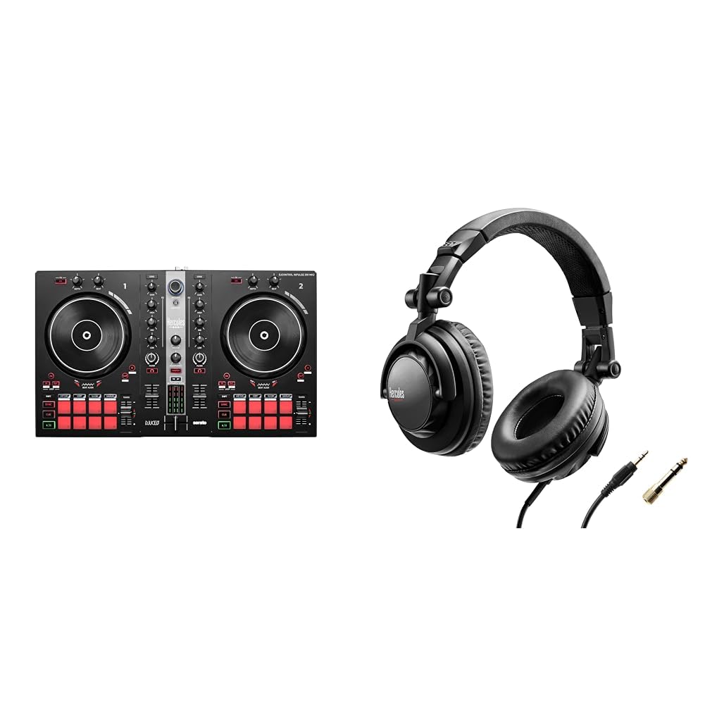 Hercules DJControl Inpulse 300 MK2 — kontroler DJ ze złączem USB — 2 decki z 16 padami i wbudowaną kartą dźwiękową & Hercules HDP DJ45 – Professional-Quality DJ Headphones