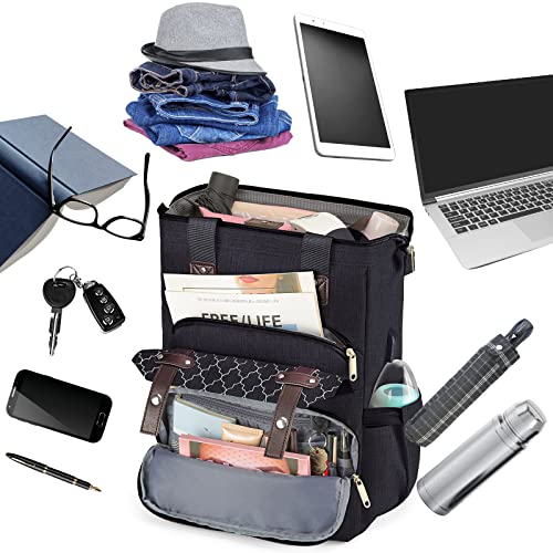 Backpack for Women, School Backpacks for Teen Girls, Large Wide Open Backpack with USB Charging Port, 15.6 Inch Work Laptop Backpack, Black3