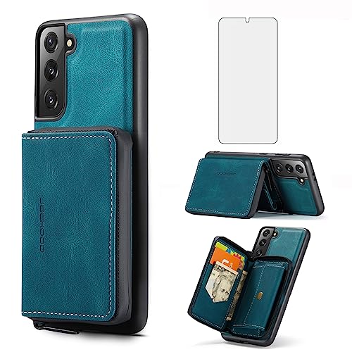 Étui portefeuille pour Samsung Galaxy S21 FE 5G en cuir avec porte-cartes et verre trempé