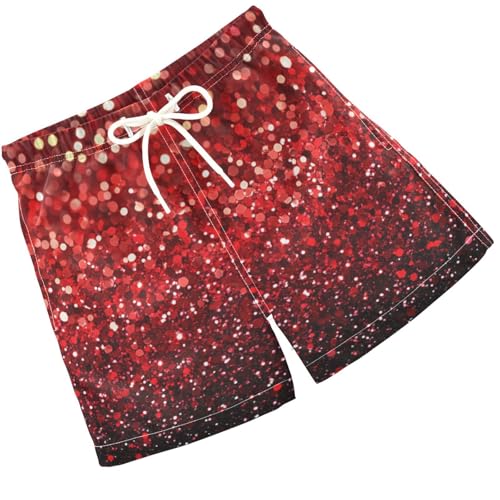 Pigsaly Boys Swim Trunks Scarlet Vermilion Gradient Flashing Glitter Boys Board Shorts Swimsuit Swimwear Bathing Suit 5T