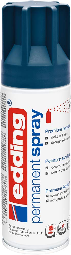 edding 5200 Permanent Spray 200 ml Acrylic Paint Midnight Matt for Glass Metal Wood Ceramic Plastic Canvas
