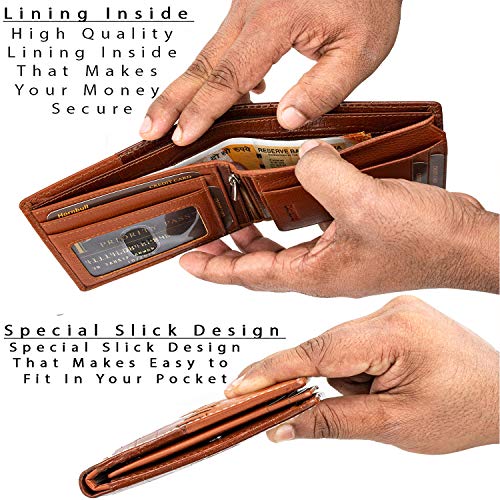 Image of HORNBULL Men's Personalized Wallet I Customized Slim Stylish Leather Purse with Name I Unique Birthday Gift for Men Boy Love Husband (Rust Dark)