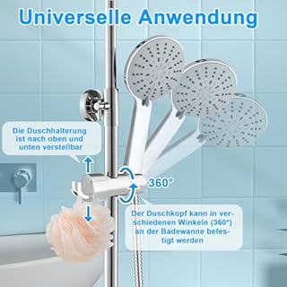 SURFOU Supporto Soffione Doccia Regolabile, Porta Doccino asta 25mm Barra, Saliscendi Staffa Doccetta Reggi, Showerhead Holder Reggi con Gancio Orientabile Bagno
