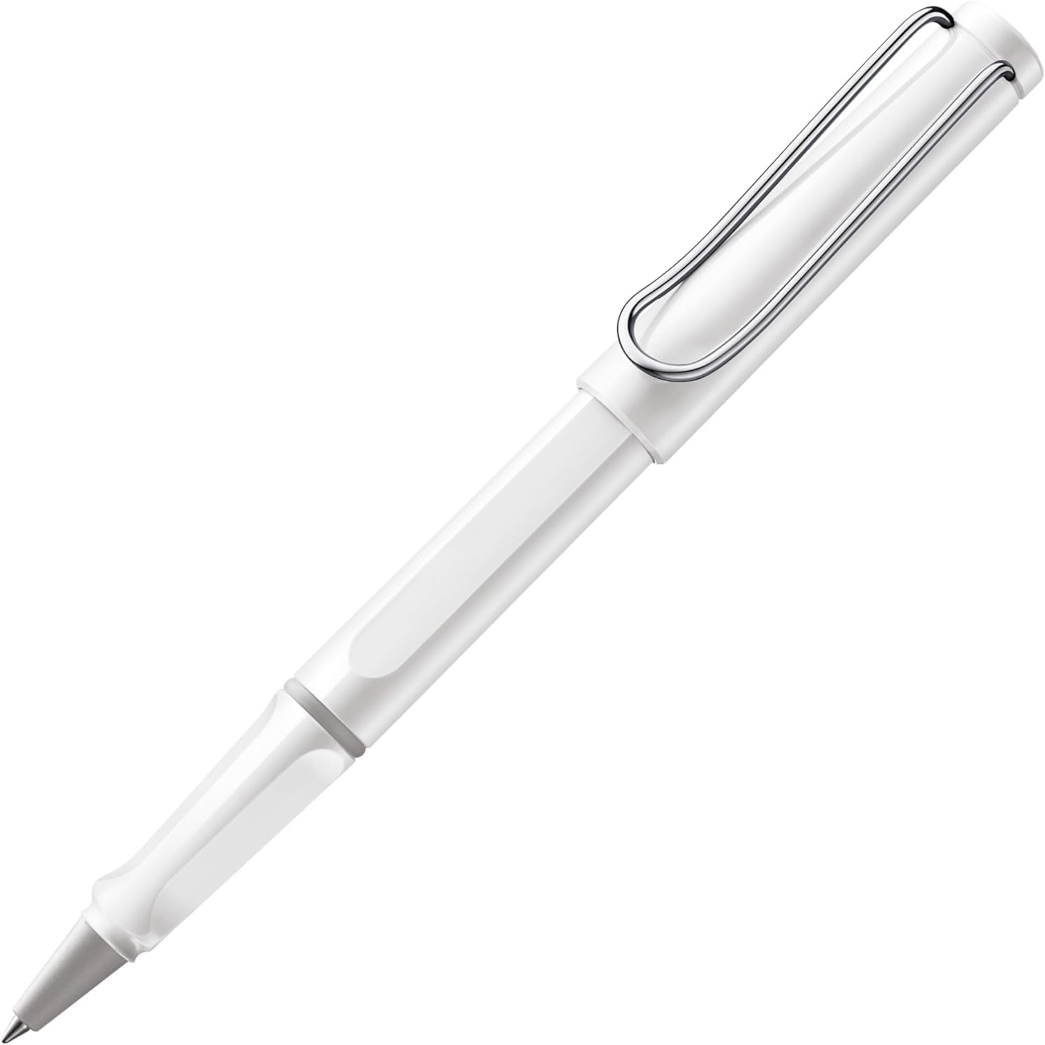 Lamy safari white Tintenroller – zeitlos klassischer Stift mit ergonomischem Griff & Strichbreite M - Gehäuse aus robustem ASA-Kunststoff – mit Tintenrollermine M 63 in schwarz