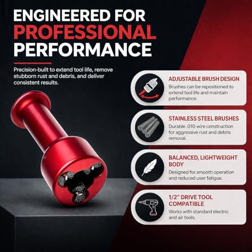 Image of TRU-BALANCE Wheel and Hub Stud Cleaning Tool, Cleans Surface Rust, Corrosion, and Debris on Commercial Trucks and Busses