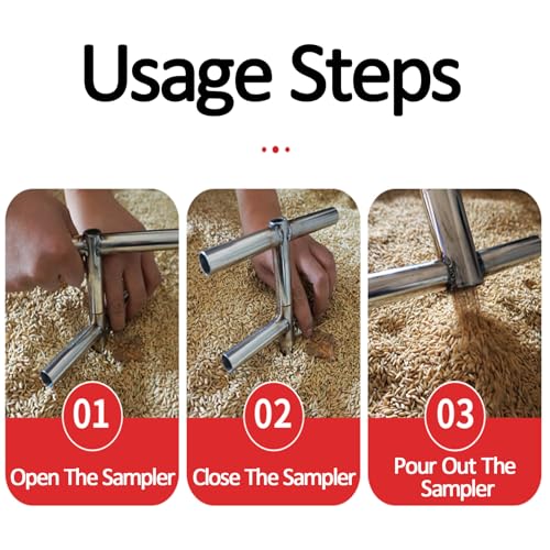 Tubo de muestreo de polvo de grano de acero inoxidable con 3 ranuras interconectadas, ideal para muestreo de polvo, granos, piensos y gránulos de cereales
