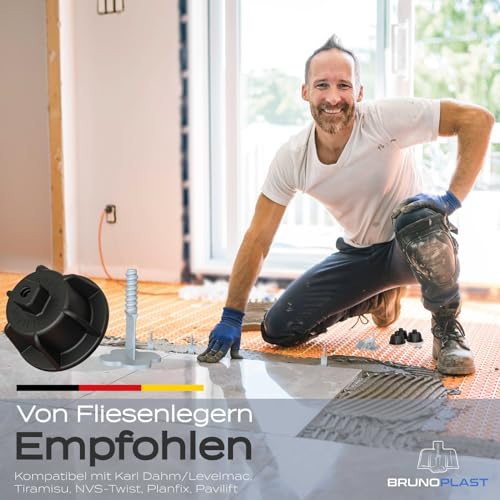 Brunoplast NIVIFIX 250x Gewindelaschen PRO für 1,7 mm Fugen (Standard/linear), Nivelliersystem zum Verlegen von Wand/Bodenfliesen, Zuglaschen, Fliesenverlegehilfe ohne Fliesenkeile, Fliesen Werkzeug