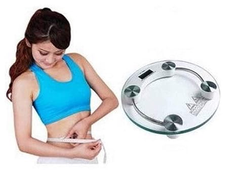 Value-Mart Electronic Thick Tempered Glass and LCD Display Digital Personal Bathroom Health Body Weighing Scales for Human Body (Round-Shape)