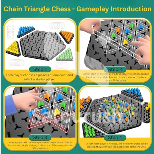 Image of Satpurush Combo Pack of 3 - Flipping Chess, Triangular Chess & Rope Challenge. Educational Indoor Games for Kids 7-14 (SAT-PUZGEO-Game)