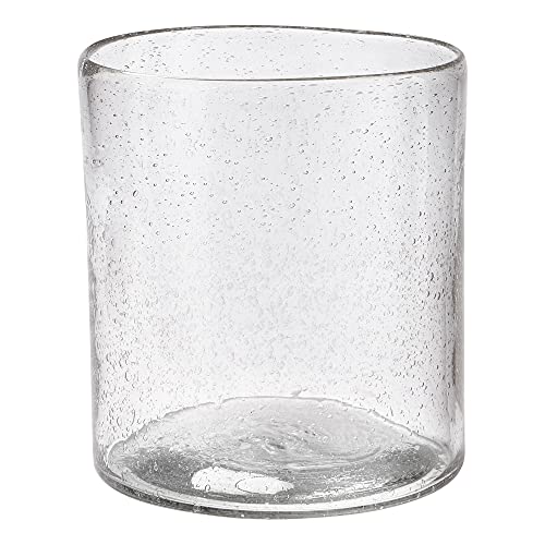 Unknown Headlands Hurricane Vase Clear Glass with White Wave Pillar Candle Holder Small Size, 8.0L x 8.0W x 8.6H inches Clear