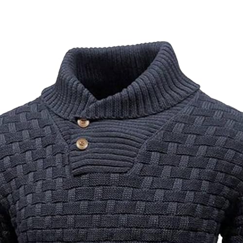 Men's Turtleneck Shawl Collar Sweater Male Pullover Shawl Knitted Tops Regular Fit Knitted Tops for Men2