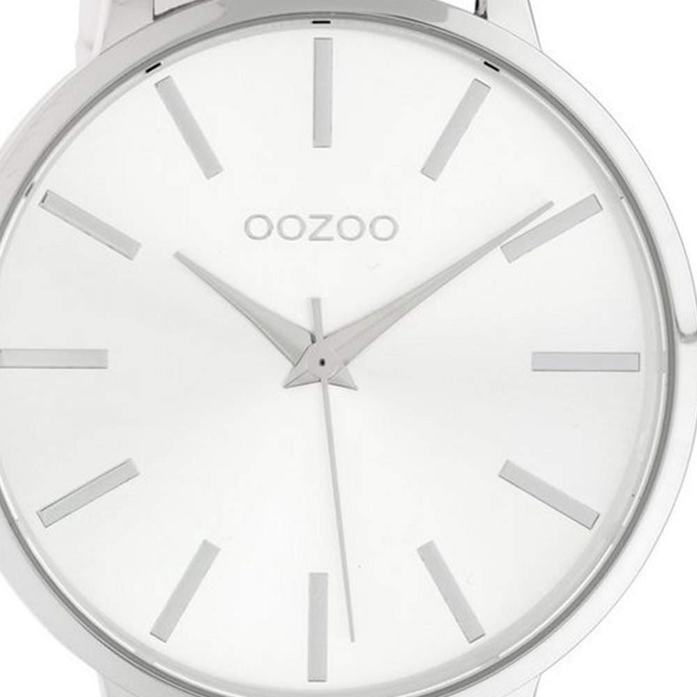 Oozoo zegarek damski ze skórzanym paskiem 42 mm srebrny/biały C10610