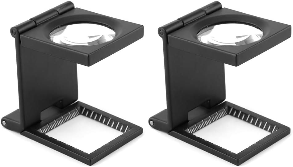 10X 28mm Mini Three-Folding 10X Magnifier Portable Zinc Alloy Magnifier Magnifying Glass with Scale for Textile Optical Jewelry Tool (2)