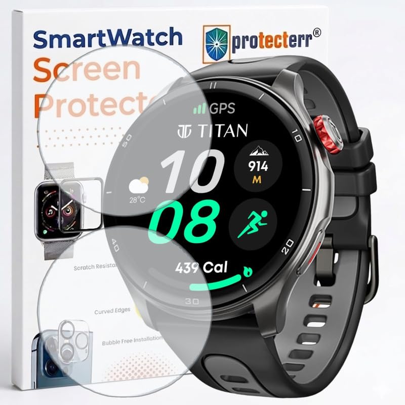Image of 2 Pack Smartwatch Screen Protector for Titan Celestor 1.43 inch - Flexible TPU Screen Guard, Ultra Thin, Scratch Resistant, Bubble Free, Full Coverage - Not Tempered Glass