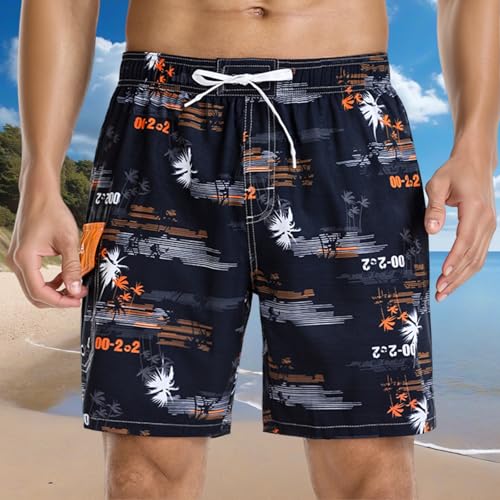 Men's Quick Dry Soft Swim Shorts Relaxed Fit Drawsting Swim Trunks with Liner