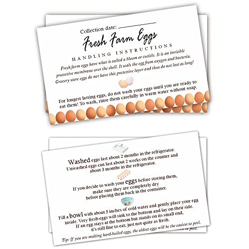 Fresh Farm Eggs Handling Instructions, Egg Handling Instructions For Farm Fresh Eggs, Colored Egg Design Card, 50 Pack, 2 X 3.5" Inches Business Card #TOP4