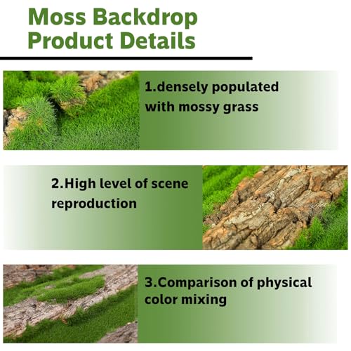 Image of 15.75x11.81in Reptile Terrarium Cork Background,Bearded Dragon Tank Bark Backdrop Wall Decor with Artificial Moss for Gecko Lizard Tortoise Frog Chameleon(1Pcs)
