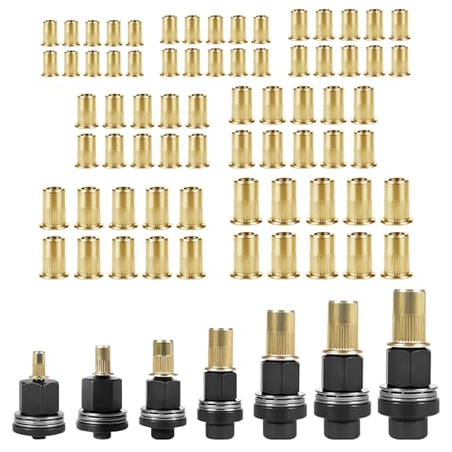 Remachadora de Tuercas Remachables Remaches Roscados Tuerca Remachable Remache TuercaJuego de Cabezales Para RemacharMano Remacha (M3-M12(cabezales herramienta remachado)+Cada uno Contiene 10 Tuercas)