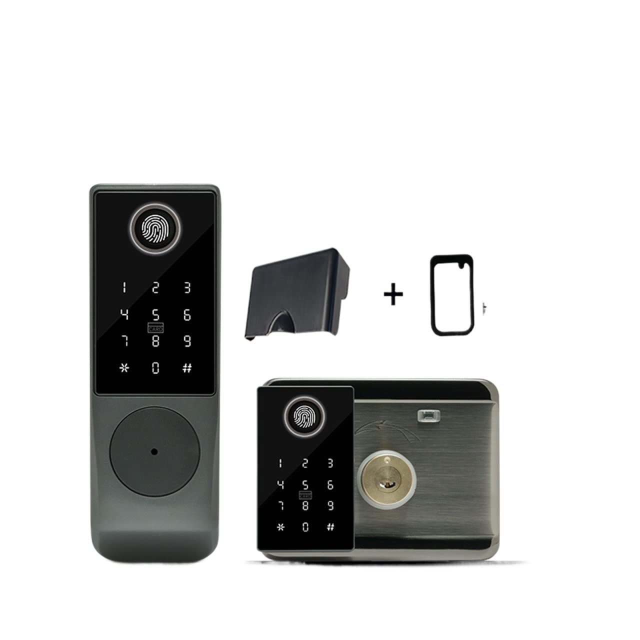 Front Door Lock TUYA Fingerprint Magnetic Card Password Key Remote Unlock Courtyard Apartment Outdoor Waterproof Smart Door Lock(Double ttlock)