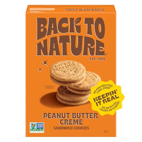 Back to Nature - Peanut Butter Creme Sandwich Cookies - Made with Real Ingredients like Wheat Flower & Whole Grains - Seriously Tasty Snack - Non-GMO - 5.5 Ounce