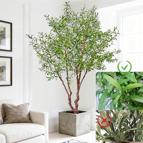 Niwellveb Fake Tree Faux Olive Tree Artificial Olive Trees 8 Feet Plus Branch Realistic Potted Silk...