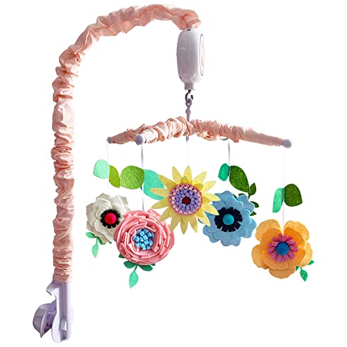Image of MOVEBO Musical Baby Mobile for Crib - Crib Toys Hanging Cute Design for Boys and Girls Perfect Baby Crib Mobile with Music Ideal Crib Hanging Toy (Floral Baby Crib Mobile)