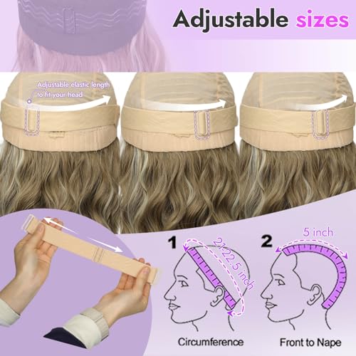Image of Eawwii Ash Blonde Mix Platinum Short Wavy Wig for Women Lace Hairline Bob Style Synthetic Heat Resistant - Natural Appearance for Everyday Hairstyle 14 Inch