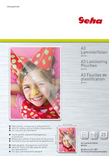 Preisvergleich Produktbild Geha Laminierfolie 80 mic 25er Pack A3