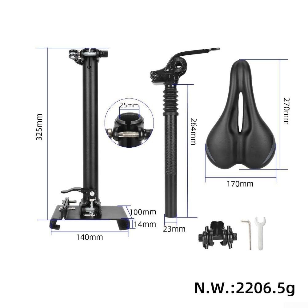 Silla de asiento de scooter eléctrico para Xiaomi M365/Pro/1S, plegable, ajustable, amortiguador, aleación de aluminio, asiento acolchado de PU