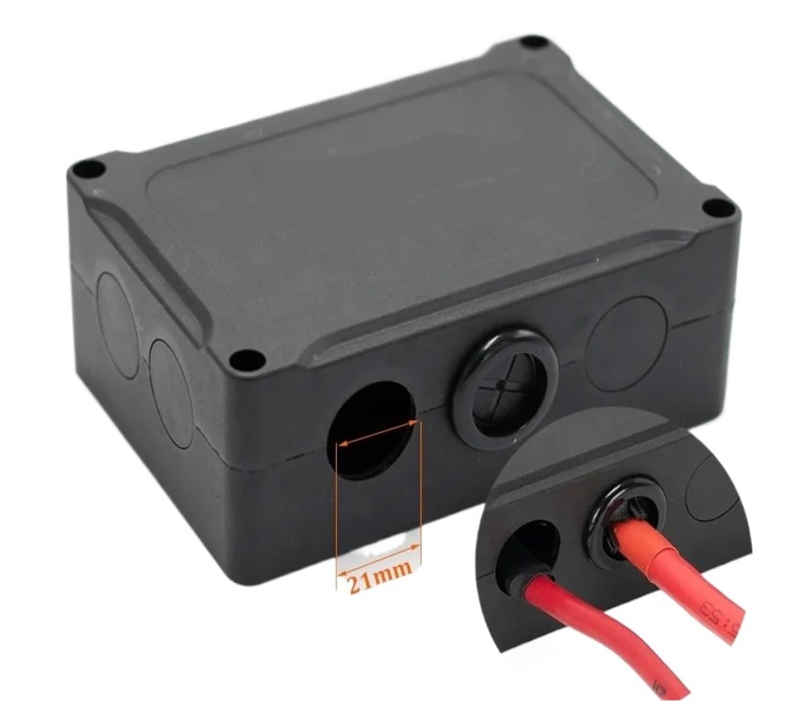 Bloque de distribución de energía de 4 Pernos M8, 2 Pernos M10, Barra colectora de Cobre de 500A, Placa de latón Puro de 6MM con Cubierta Impermeable Negra(Black)