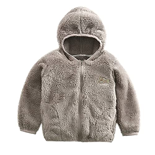 Winter Coat Toddler Kids Fleece Hooded Jacket Coat with Zipper Lightweight Long Sleeve Thick Warm Outerwear