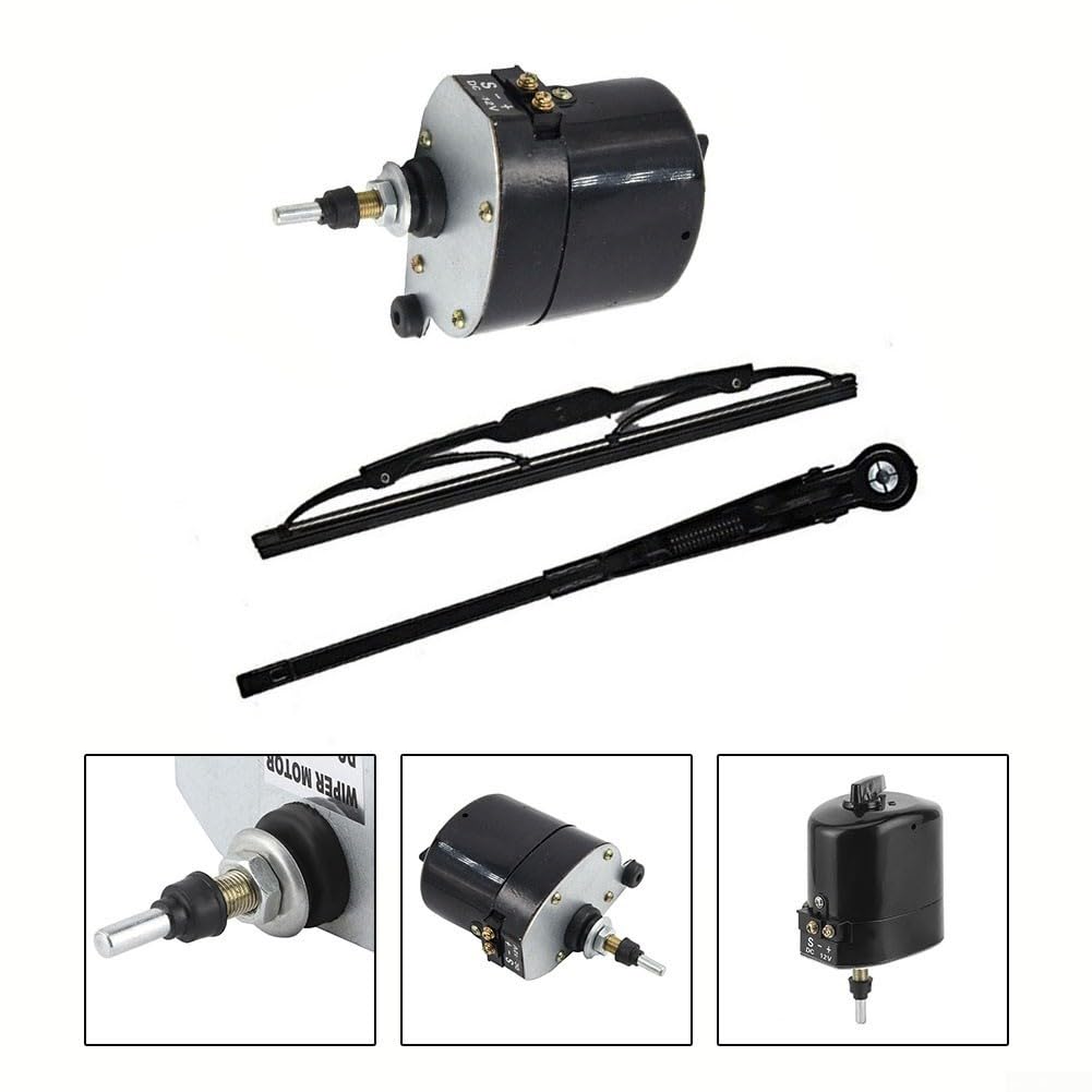 Motore tergicristallo in acciaio , universale, 12 V, con braccio, ideale per barche da pesca e camper (motore + tergicristallo)