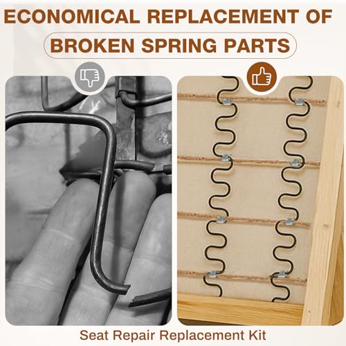 Image of MorningRo 4 Pcs 25 inch Couch Upholstery Spring Repair Replacement Kit - 4 Heavy-Duty Springs, 8 Spring Clips, 32 Nails, 20ft Steel Stay Wire for Fixing Sagging Cushions in Sofa Recliner Chair