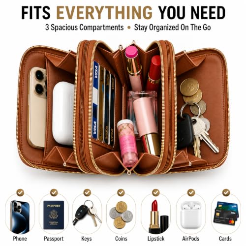 Image of Crossbody Cellphone Purse Women Touch Screen Bag RFID Blocking Wallet Handbag Shoulder Strap