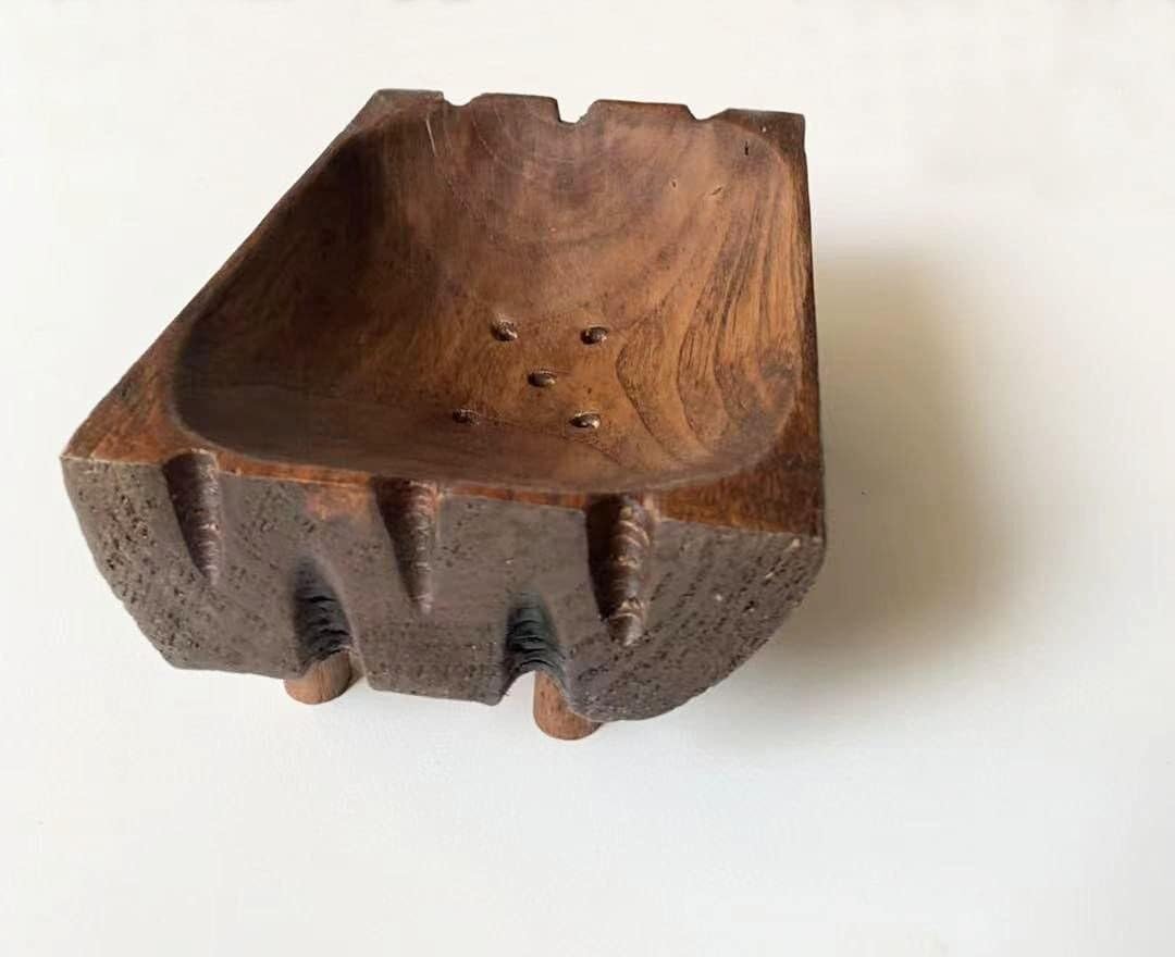 Seifenablage mit Abtropffunktion Seifenschale aus Holzstreifen im Vintage-Stil, geeignet for Gesichts- und Körperseife für das Waschbecken im Badezimmer