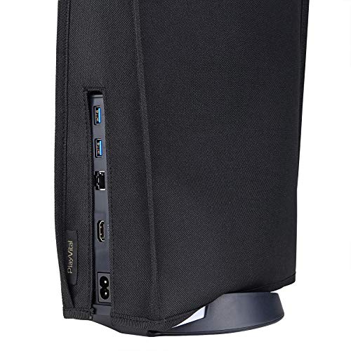 Image of PlayVital Black Nylon Dust Cover for ps5, Soft Neat Lining Dust Guard, Anti Scratch Waterproof Cover Sleeve for ps5 Console Digital Edition & Disc Edition