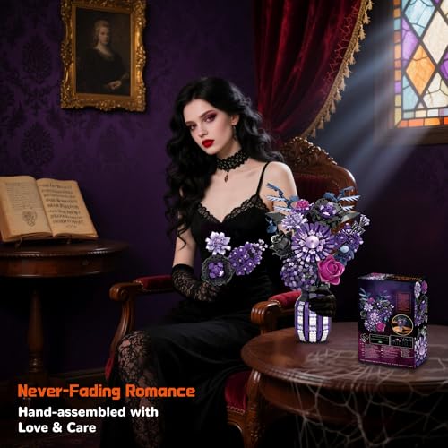 BrixVibe Flowers Building Set Compatible with Lego Flowers, Purple Bouquet Plant with Vase Botanical Collection for Adults & Women & Girl 14+ by BrixVibe - Image 8