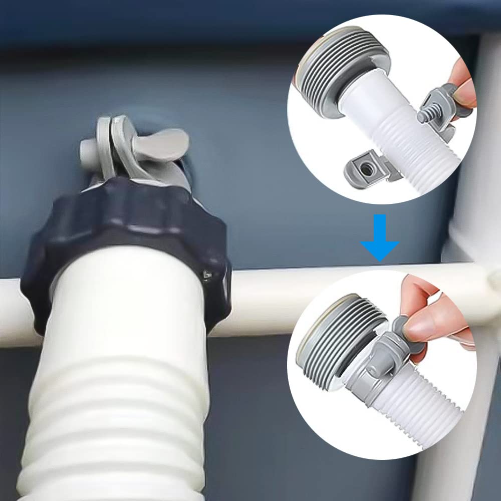 Poolschlauch-Adapter Set – 4 Adapter + Klemmen Für Intex-Pumpen, Wandelt 1,25" Auf 3,8 Cm Um (für Oberirdische Pools)