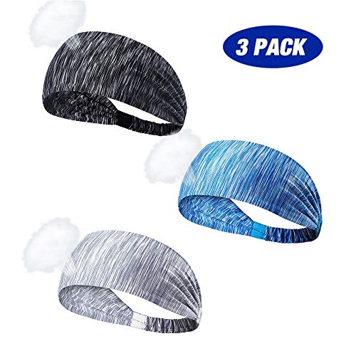 Unique'store Diadema Deportiva Ligera,Banda de Pelo Absorbente,Quick Dry Banda de Cabeza,Diadema Elástica, Grandioso para Yoga, Equitación, Baloncesto, Running, Gimnasio. (Gris,Azul,Negro)