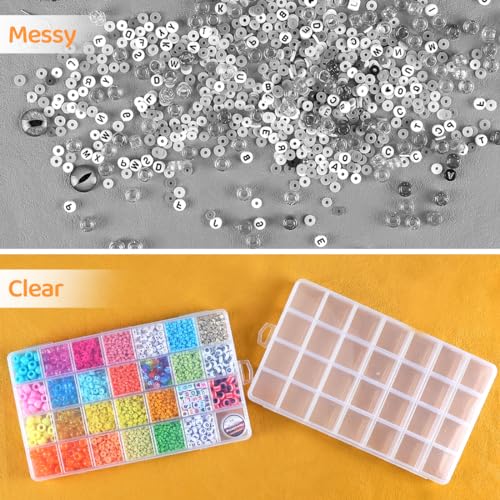 Image of Eppingwin 28 Grids Bead Organizer, Craft Organizers and Storage, Acrylic Organizers, Plastic Bead Organizer Box for Crafts Organizing Storing