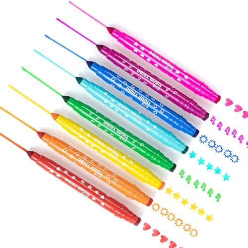 Tiger Tribe Dual-Tip Stamp Markers - 8 Washable Colors Fun Shapes Art & Craft Supplies for Kids Non-Toxic Chunky Design for Easy Grip