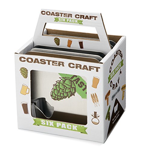 FuhlSpeed ACBC-006 Coaster Craft Stainless Steel Beverage Coasters with Built-In Bottle Openers (6 Pack)