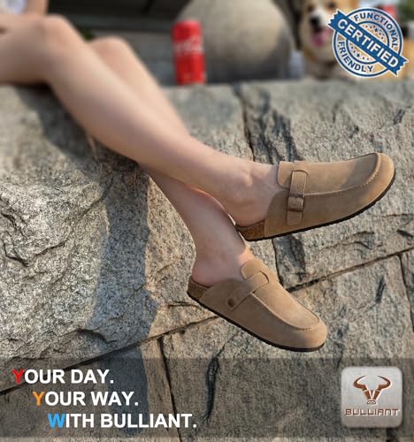 Image of BULLIANT Women Mule Clogs-Cushioned Cork Footbed-Arch Support-Fleece Lined