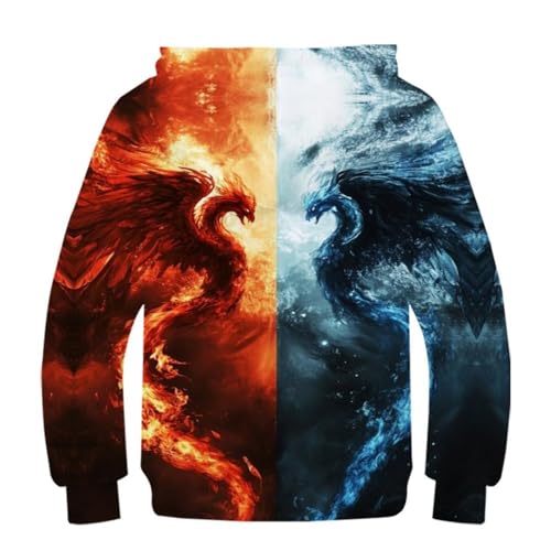 Sweat à capuche imprimé 3D sweat sport enfant pull à poches 12-14 ans