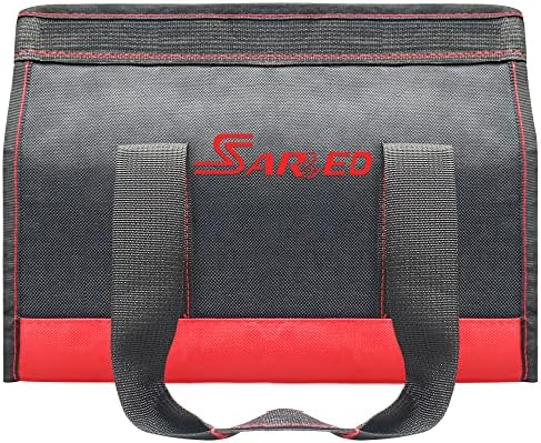 SARRED Tool Bag with Waterproof Bottom, Multi-Pockets Wide Mouth Tool Bag Home Organizer for Indoor and Outdoor Gardening, Garden Tool Kit Holder (Tools NOT Included), 12.5x9.5x6.5 Inch