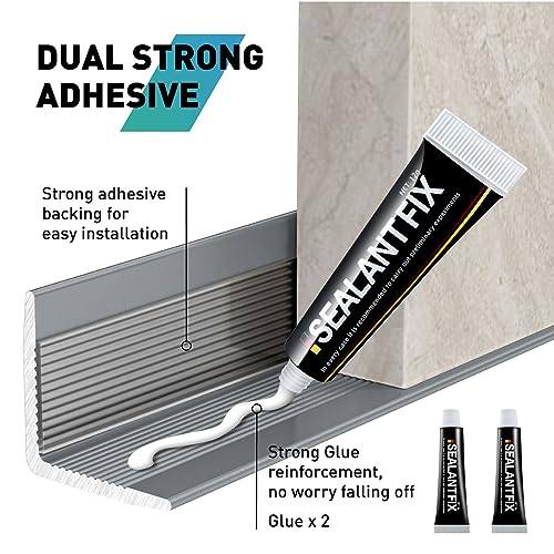 Image of 10-Pack Tile Edge Trim,39''x0.4'' | Peel and Stick Aluminum Backsplash Trim Edge,Metal Self Adhesive Decorative Tile Liner,Matte Gray