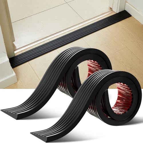 Blulu 2 Pcs PVC Door Threshold Ramp Threshold Transition Strips, Wheelchair Ramps for Doorways, Self Adhesive Ramps for Wheelchairs Stroller Scooter Reducer Ramp, 2.75'' Wide x 3' Long